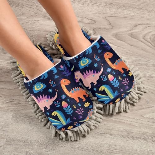 Bulletgxll Colorful Dinosaurs Cleaning Slippers Mop Pad Replacement