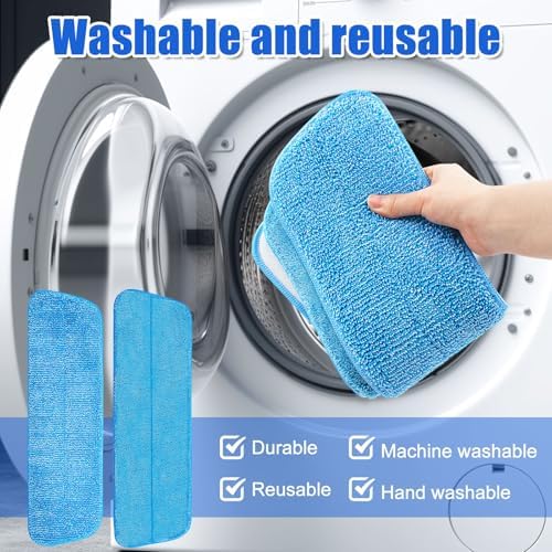 Flat Mop with Adjustable Handle 3 Sections Microfiber Mop Kit 4 Pads