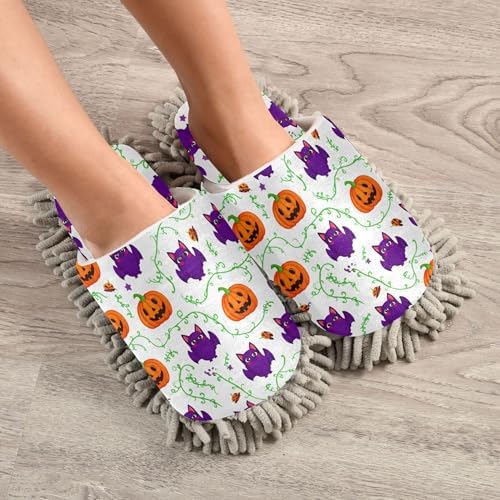 Burbuja Bats Pumpkins Mop Slippers for Women Men 5-8