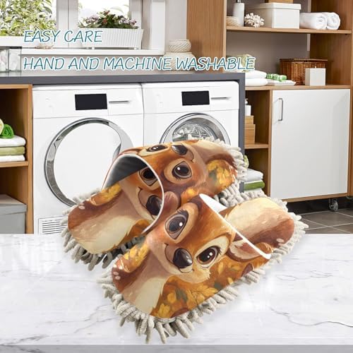 FLildon Microfiber Cleaning Slippers with Cartoon Deer Design