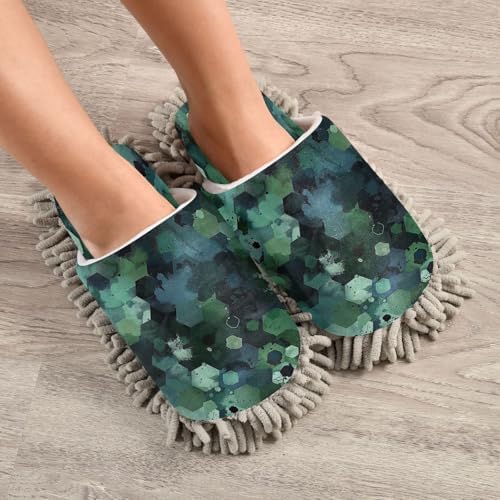 Zhirexin Dark Green Mop Slippers for Home Cleaning