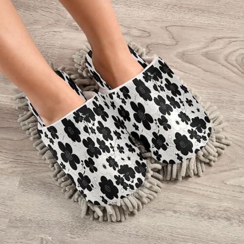 Zhirexin Black Cleaning Slippers for Floor Mopping