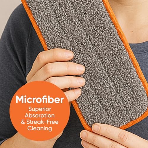Superio 4-Pack Microfiber Mopping Pads - 8x45 Reusable Streak-Free
