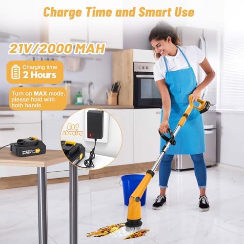 Qimedo 1500 RPM Electric Spin Scrubber with 2 Batteries Q2 Pro 1