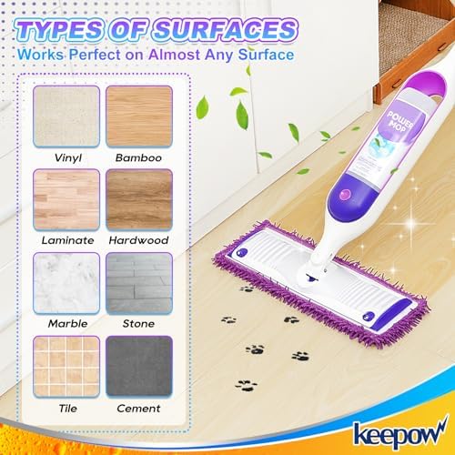 KEEPOW 10 Pack Reusable Mop Pads for Swiffer PowerMop 1
