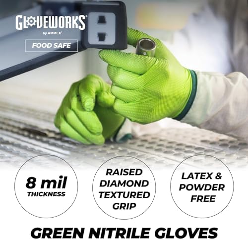 GLOVEWORKS HD Nitrile Gloves with Diamond Grip