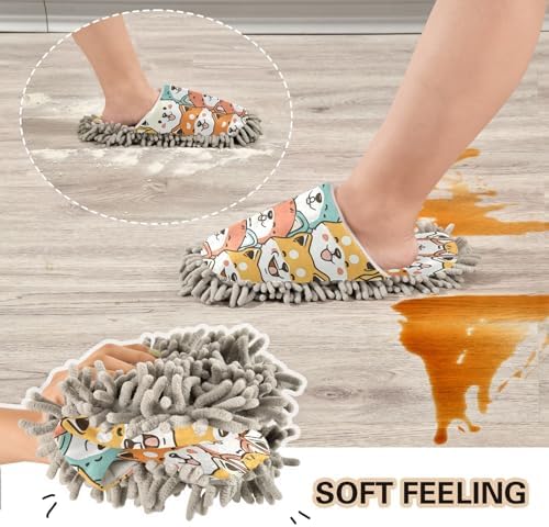 Bulletgxll Cute Dogs Microfiber Mopping Slippers - L