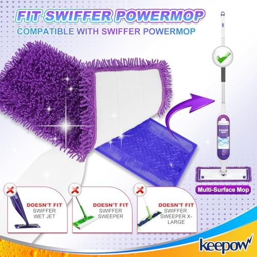 KEEPOW 10 Pack Reusable Mop Pads for Swiffer PowerMop 1