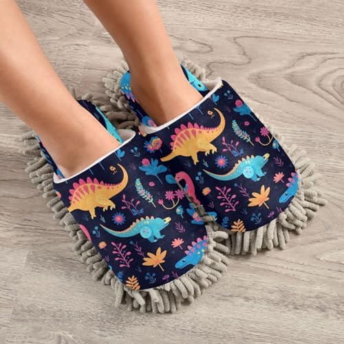 Bulletgxll Colorful Dinosaurs Cleaning Slippers Mop Pad Replacement 1