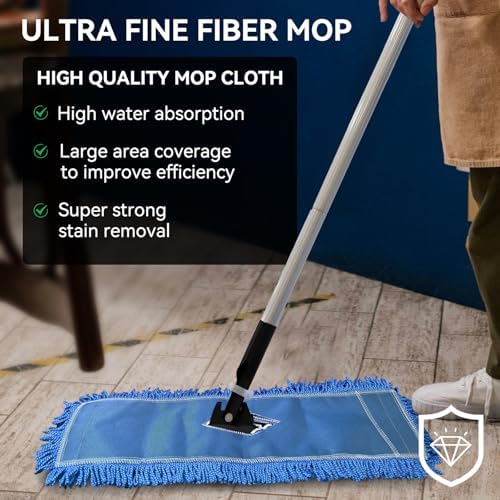 24 Inch Blue Dust Mop Heads 6 Pack Replacement for Hardwood Floors