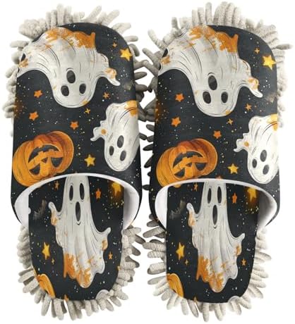 Zhirexin Halloween White Microfiber Cleaning Slippers