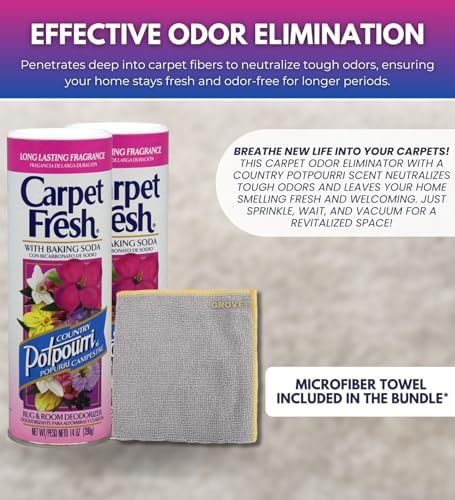 Carpet Fresh Country Potpourri 14 Oz Bundle with Microfiber Cloth
