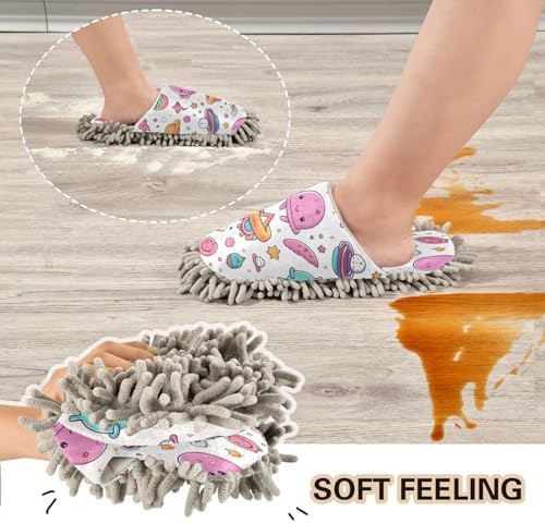 Cute Sea Creatures Microfiber Cleaning Slippers - L