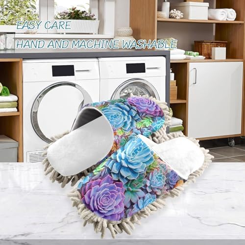 RunningBear White Succulent Mop Slippers for Home Office