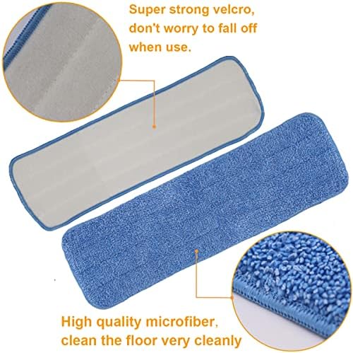 18 Inch Microfiber Spray Mop Replacement Heads - Blue 10 Pack