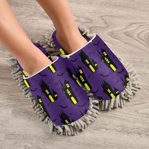 Burbuja Spooky Haunted Houses Mop Slippers for Home Kitchen