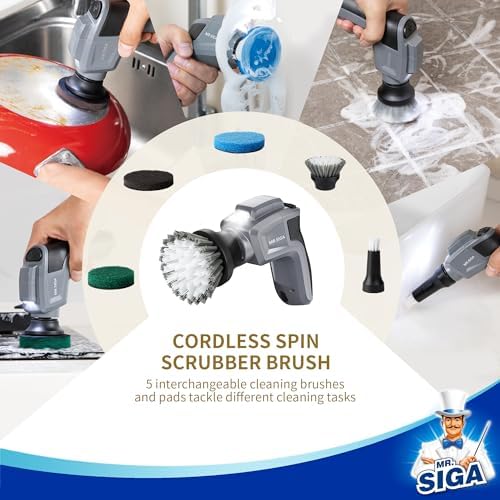 MRSIGA Electric Spin Scrubber for Kitchen and Bathroom