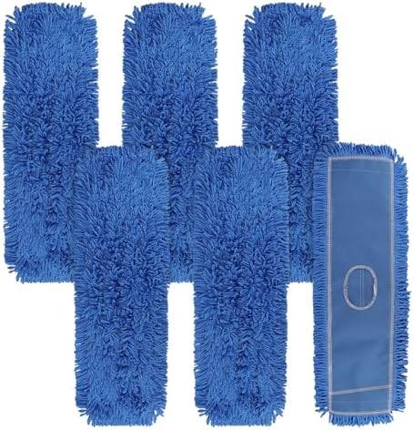 24 Inch Blue Dust Mop Heads 6 Pack Replacement for Hardwood Floors