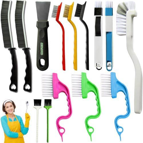 14Pcs Crevice Cleaning Brush Set for Kitchen and Bathroom Use