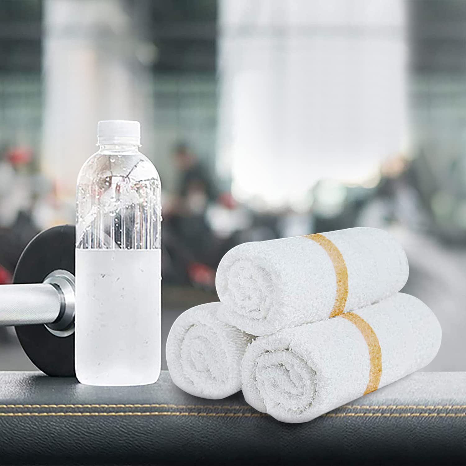 GREEN LIFESTYLE Gold Stripe Terry Kitchen Bar Mops - 16x19 inches 28 oz Pack of 12