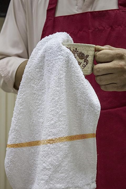 GREEN LIFESTYLE Gold Stripe Terry Kitchen Bar Mops - 16x19 inches 28 oz Pack of 12