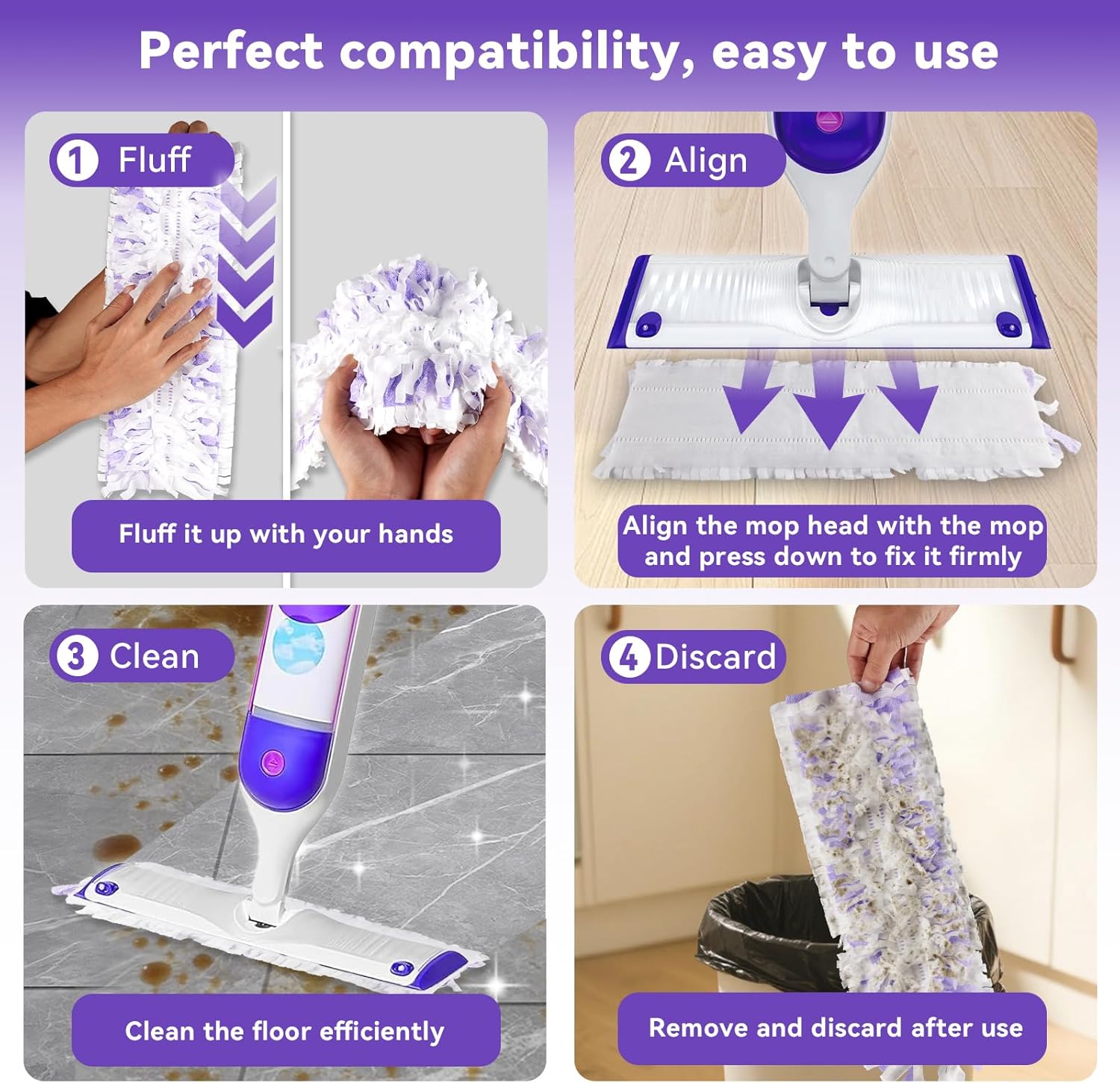 30 Pack Guettsy Power Mop Pads Refills - Heavy-Duty Multi-Surface Wood Floor Cleaning