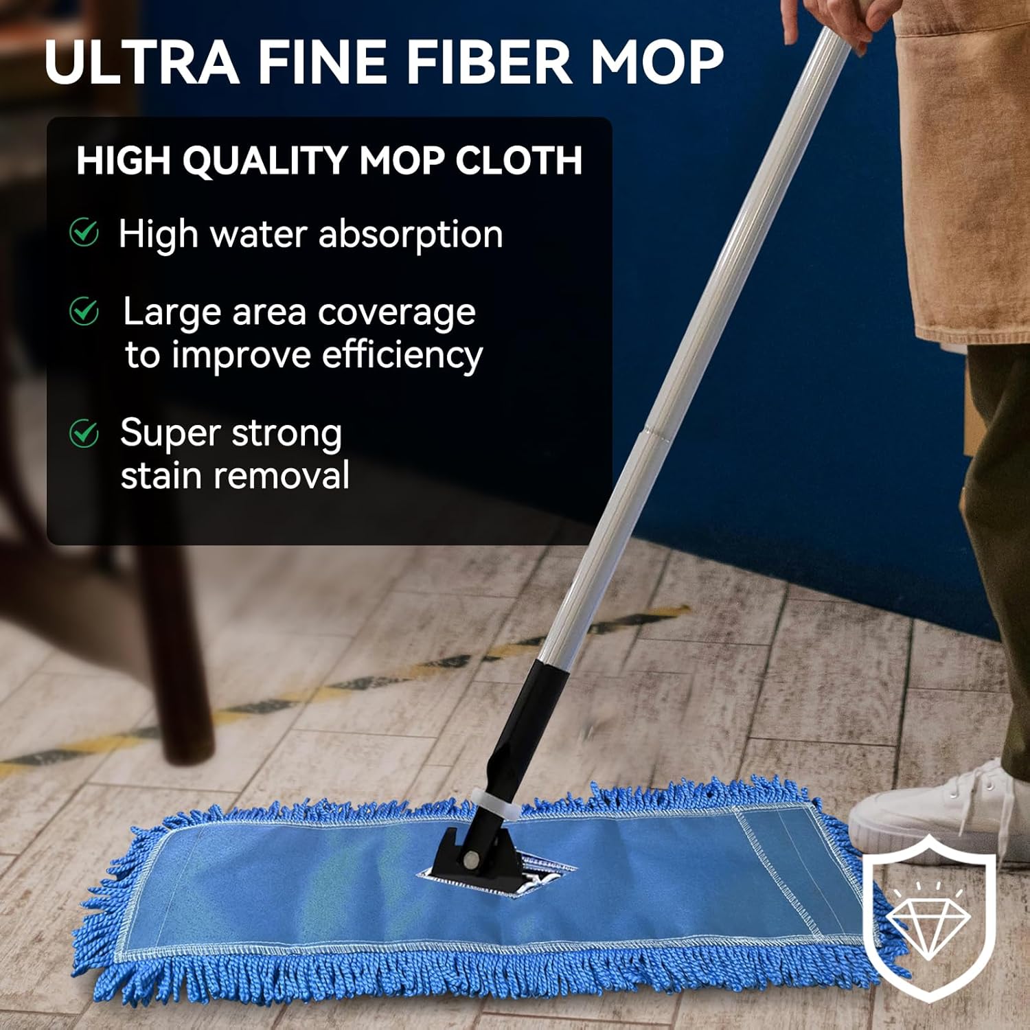 24 Inch Blue Dust Mop Heads 6 Pack Replacement for Hardwood Floors