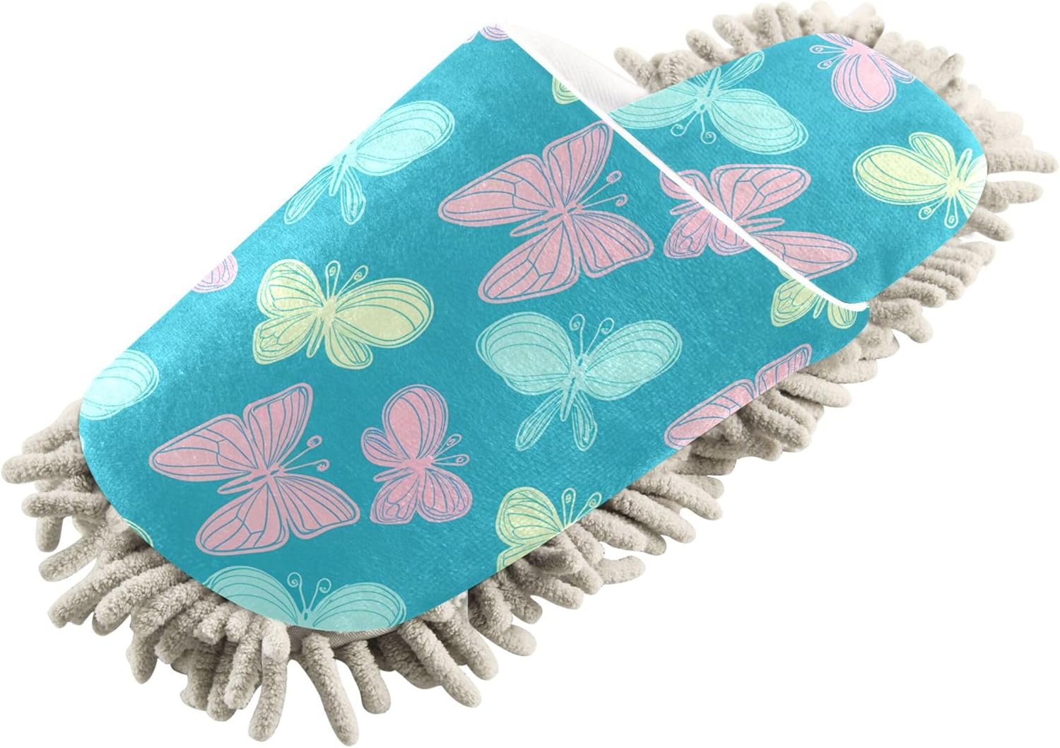 Burbuja Butterflies Mop Slippers Microfiber Cleaning Slippers Washable Dust Slippers for Women Men Home Kitchen