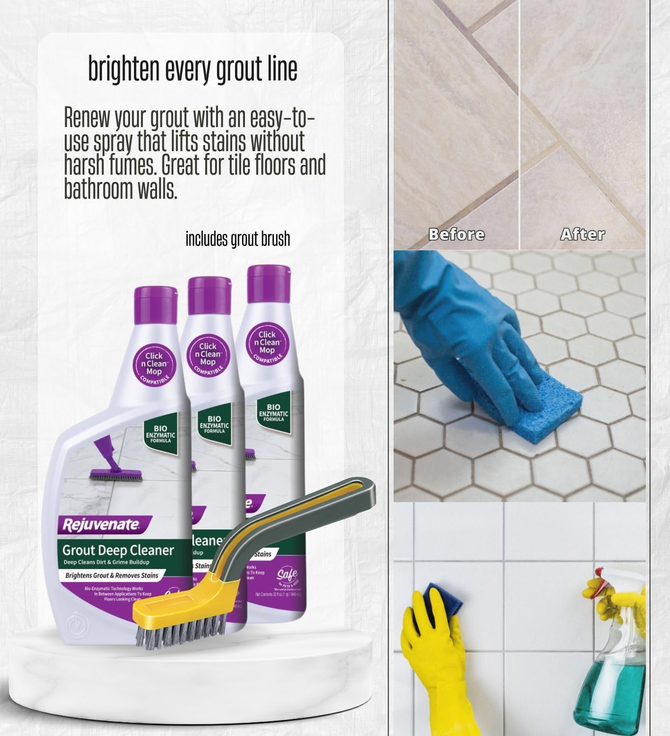 GROVE 3x Rejuvenate Wood Floor Restorer 32 oz Bundle with Brush 1