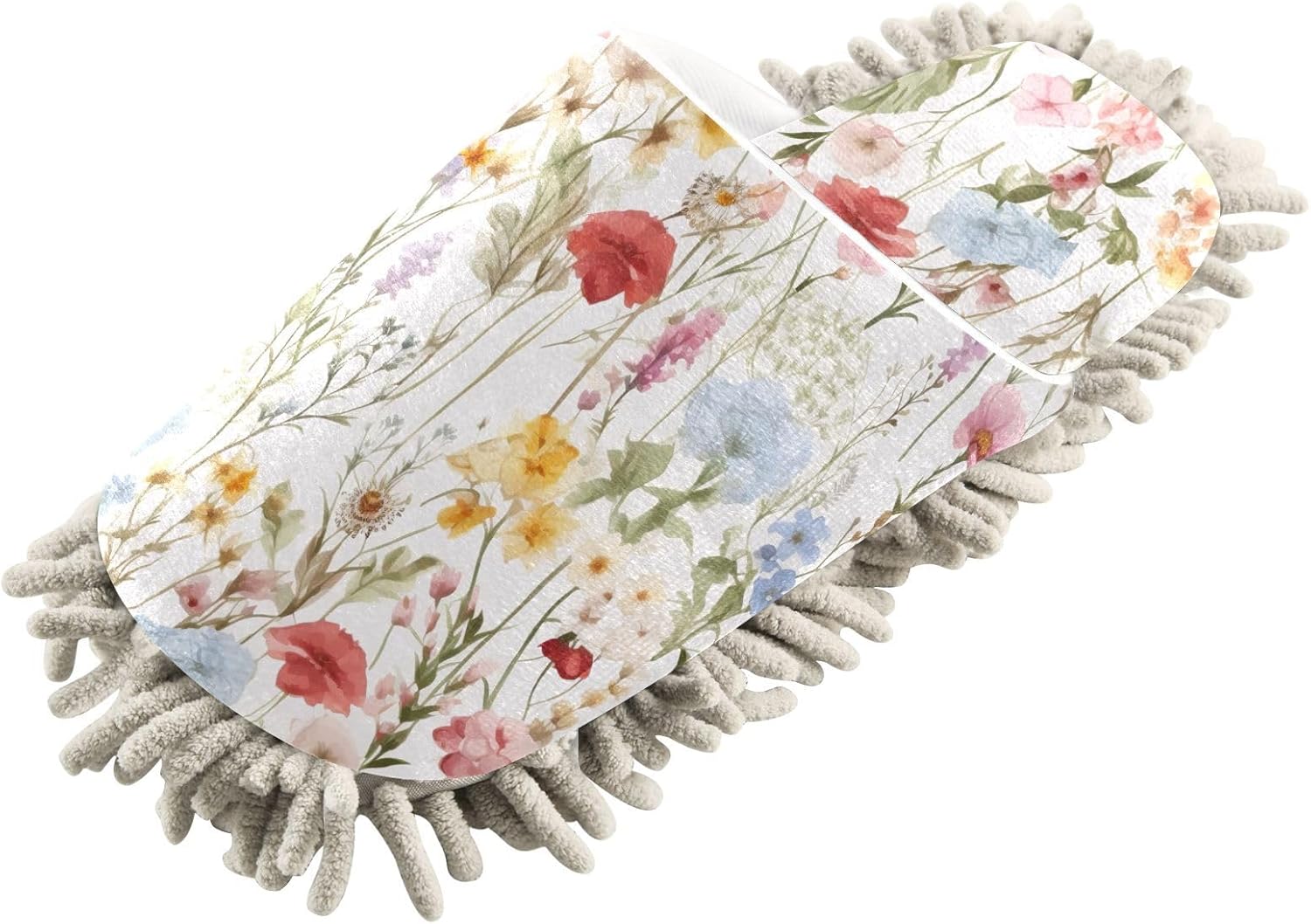 RunningBear Watercolor Floral Mop Slippers for Home Office Cleaning