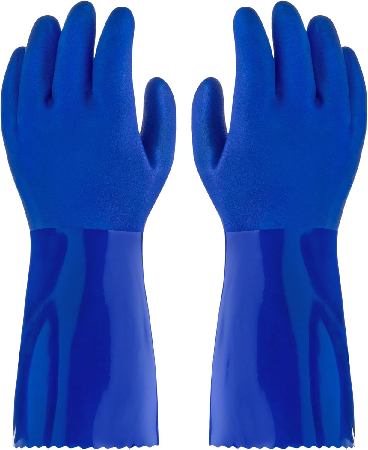 Kitchen-Star Ultimate Rubber PVC Gloves with Cotton Lining Anti-Slip Extra Thickness Blue Small