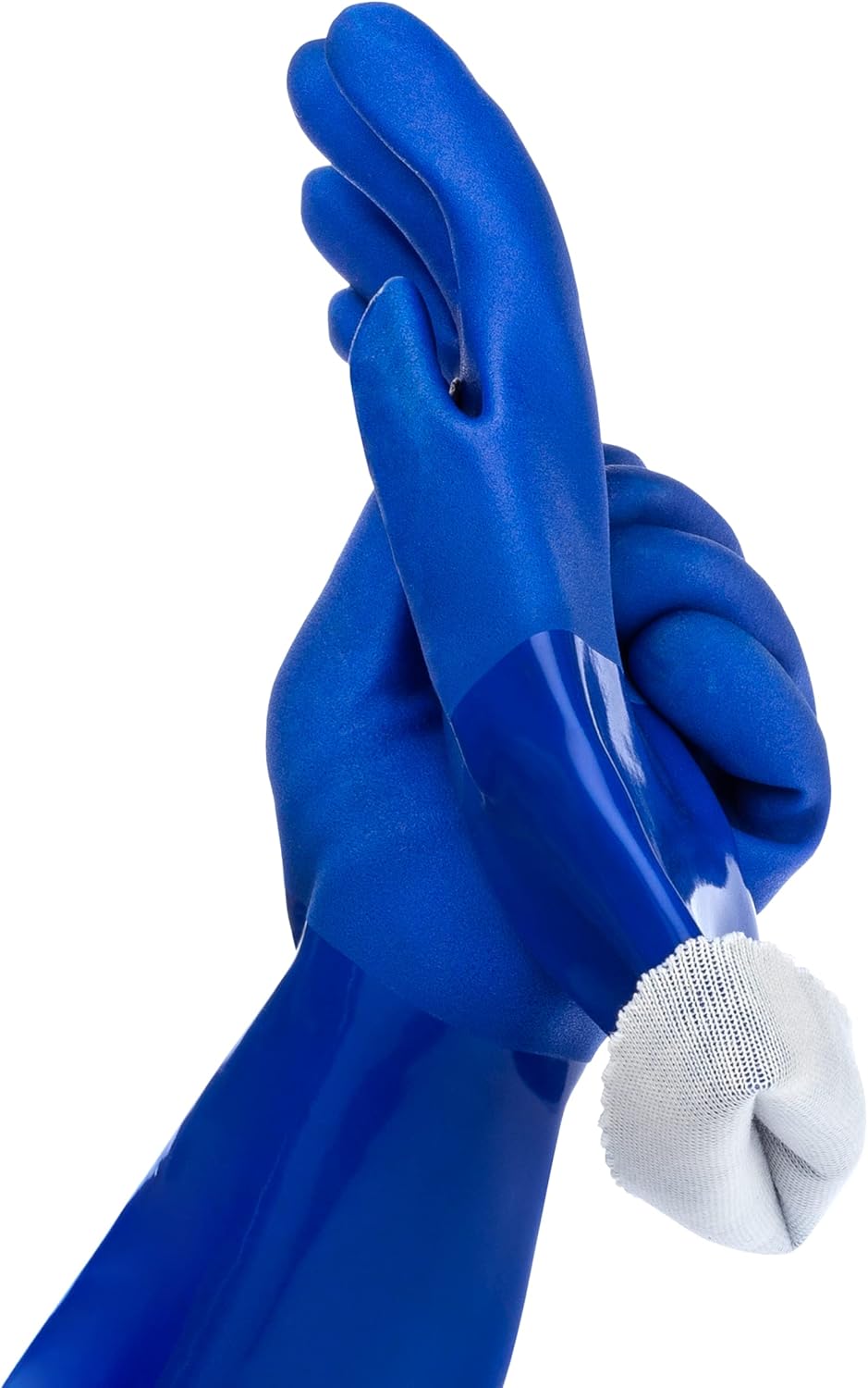 Kitchen-Star Ultimate Rubber PVC Gloves with Cotton Lining Anti-Slip Extra Thickness Blue Small