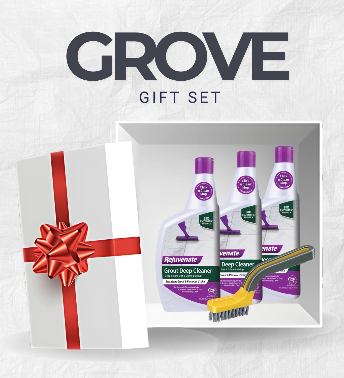 GROVE 3x Rejuvenate Wood Floor Restorer 32 oz Bundle with Brush 1