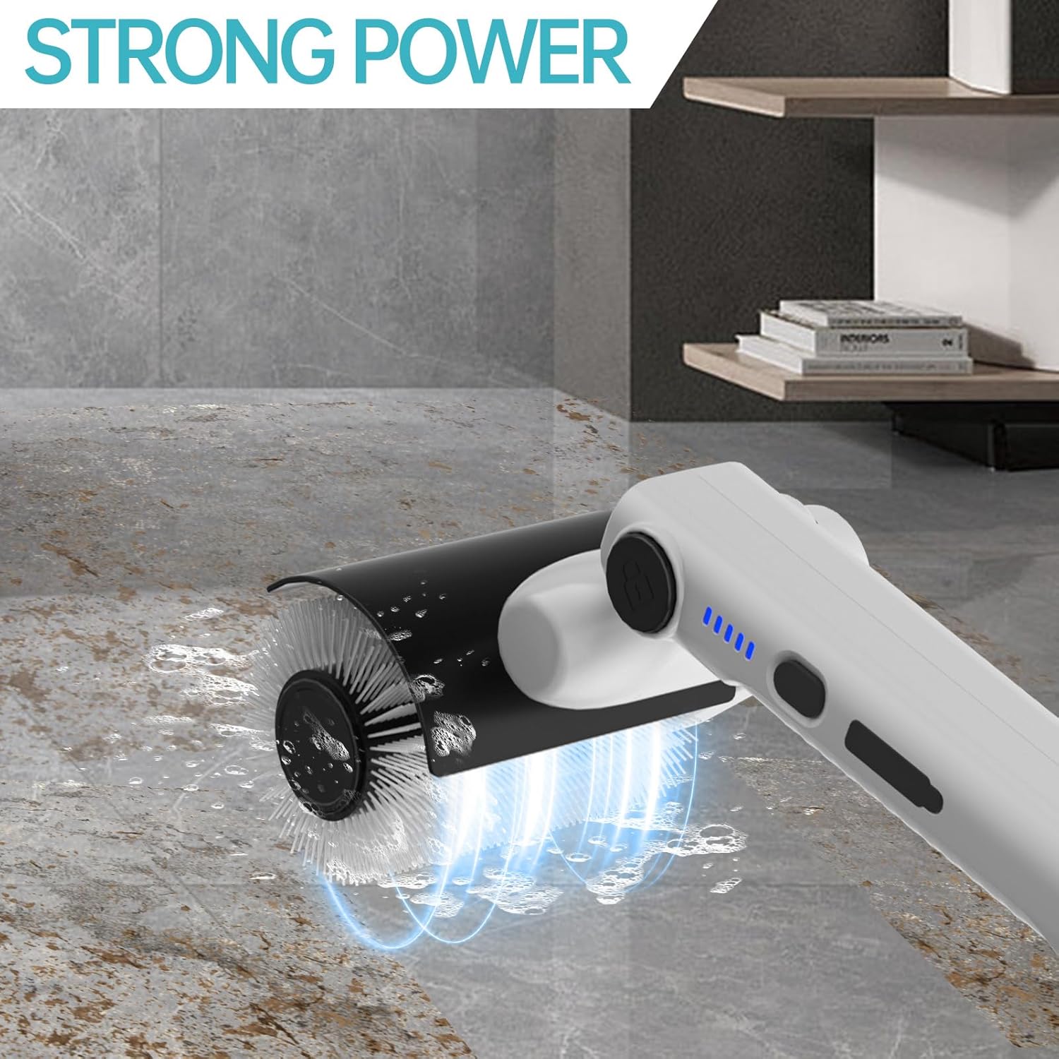 Tiwiche Electric Spin Scrubber - 2-Speed Cordless Cleaning Brush with 4 Brush Heads and Telescopic Pole