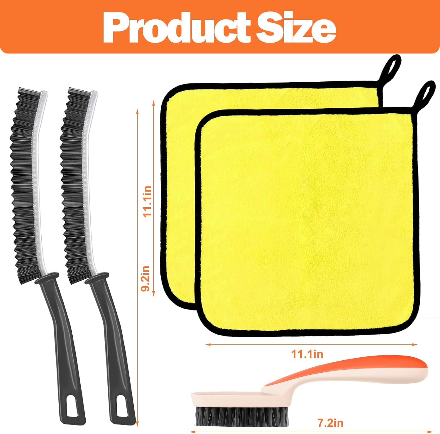 XANGNIER 5Pcs Carpet Scrub Brush Kit - Stiff Bristle Crevice Leaning Cloth for Home Car Cleaning