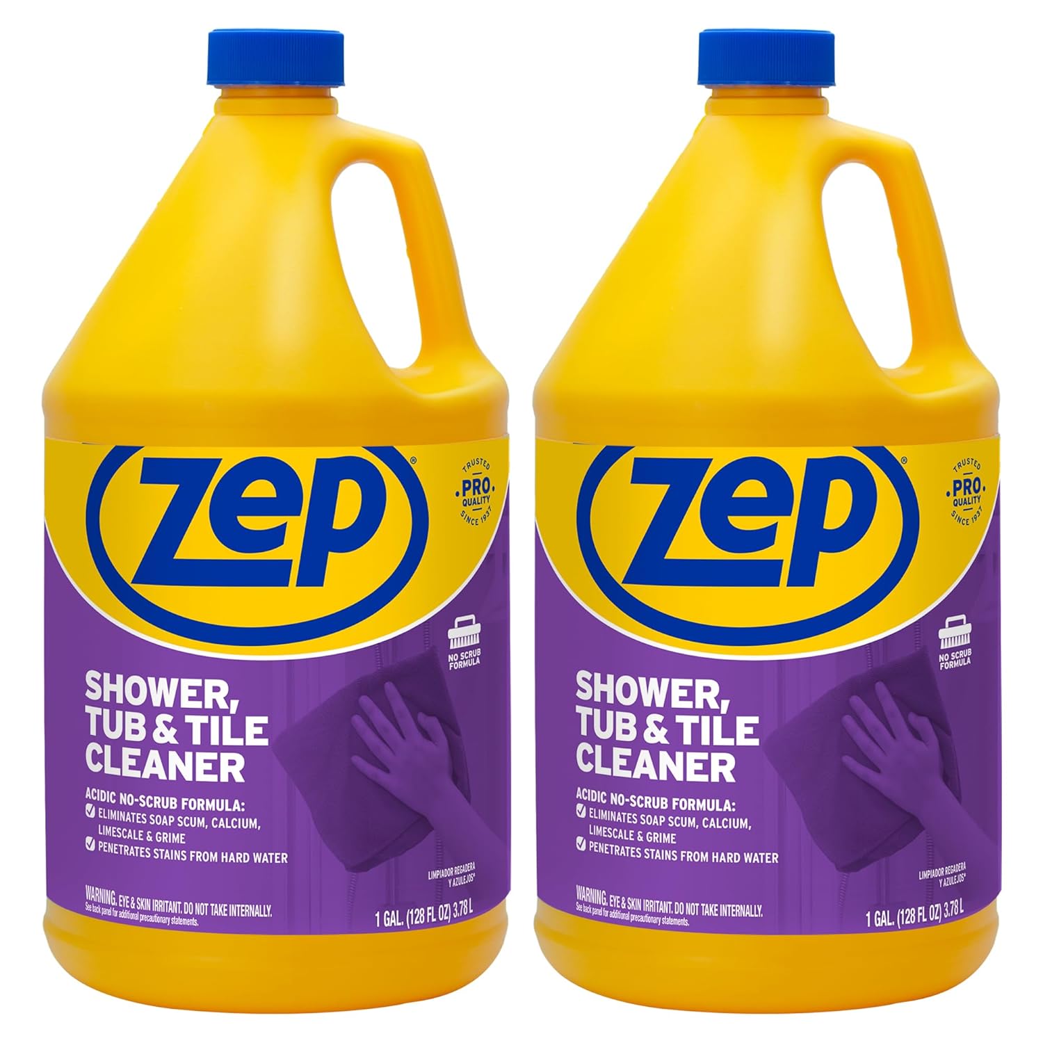 Zep Shower Tub Tile Cleaner 1 Gallon Case of 2 - No Scrub Pro Formula