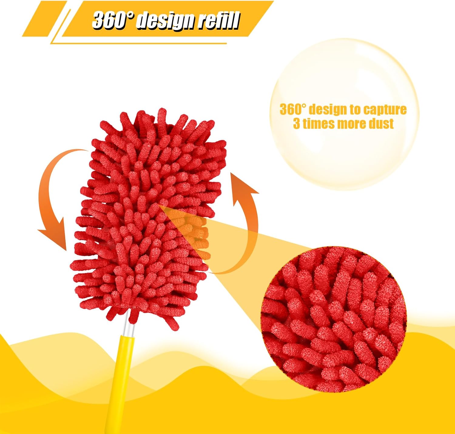 2pcs Microfiber Duster Refills for Ceiling Fans Heavy Duty Reusable Cleaning Accessories Red