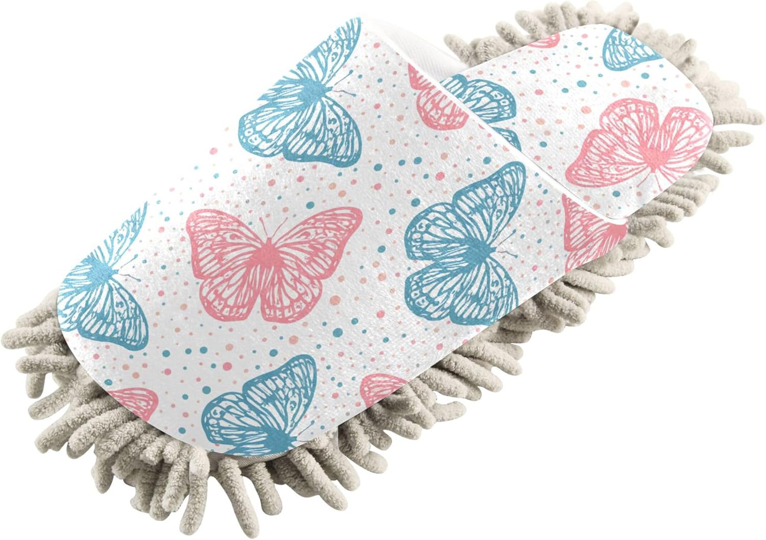 Burbuja Butterflies Mop Slippers Soft Colors Cleaning Dust Slippers for Home and Kitchen