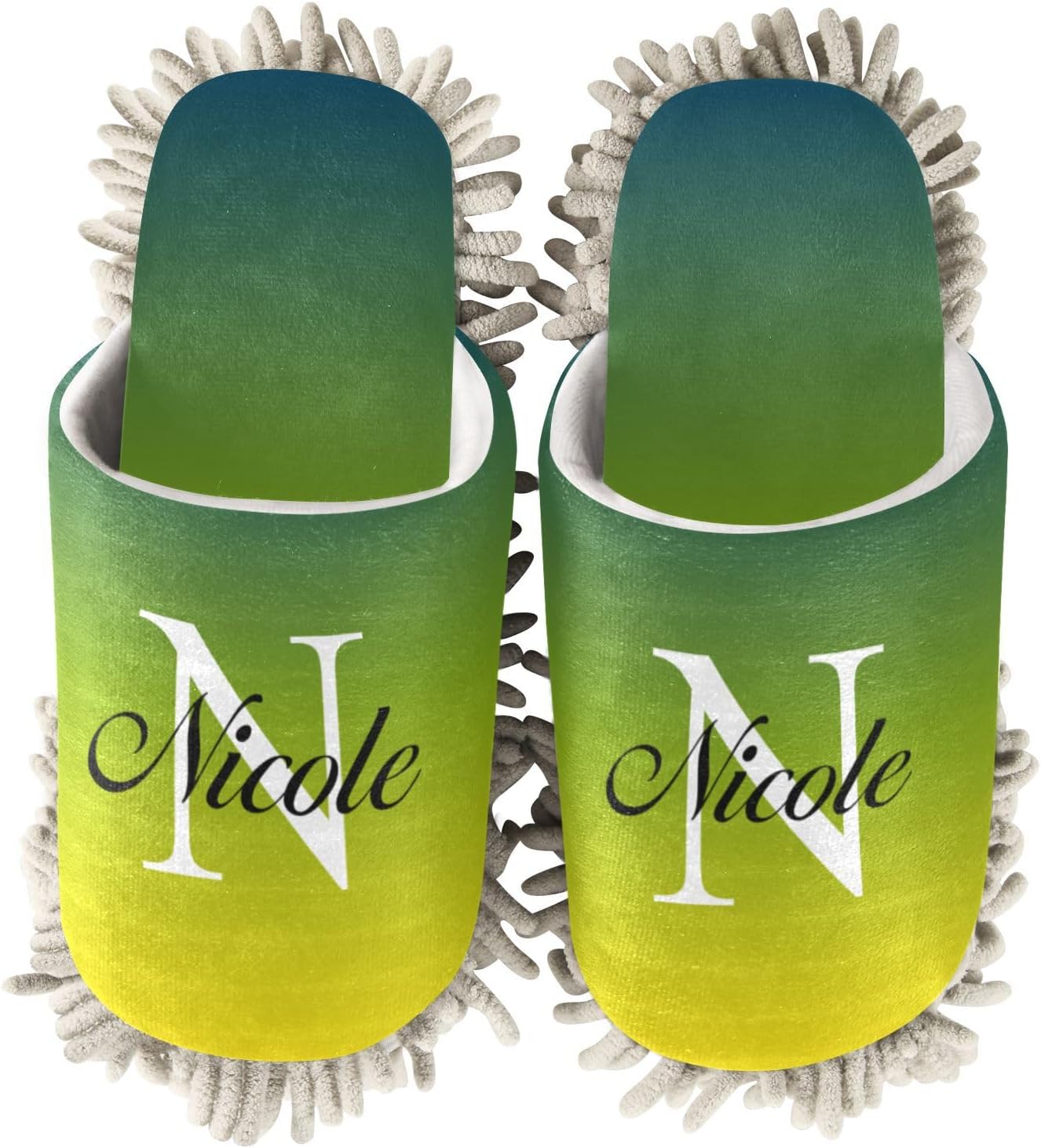 Custom Mop Slippers for Floor Cleaning Personalized Washable Microfiber Cleaning Mop Slippers