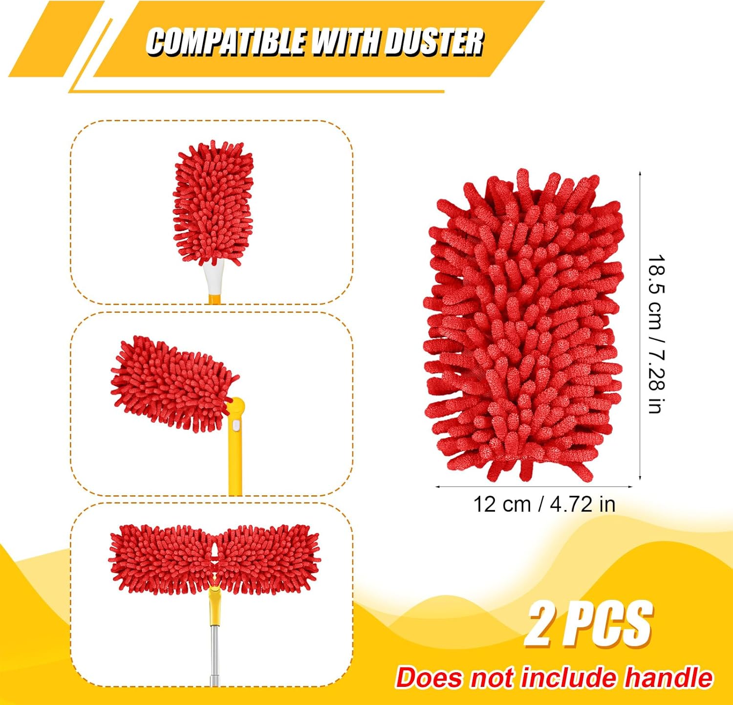 2pcs Microfiber Duster Refills for Ceiling Fans Heavy Duty Reusable Cleaning Accessories Red