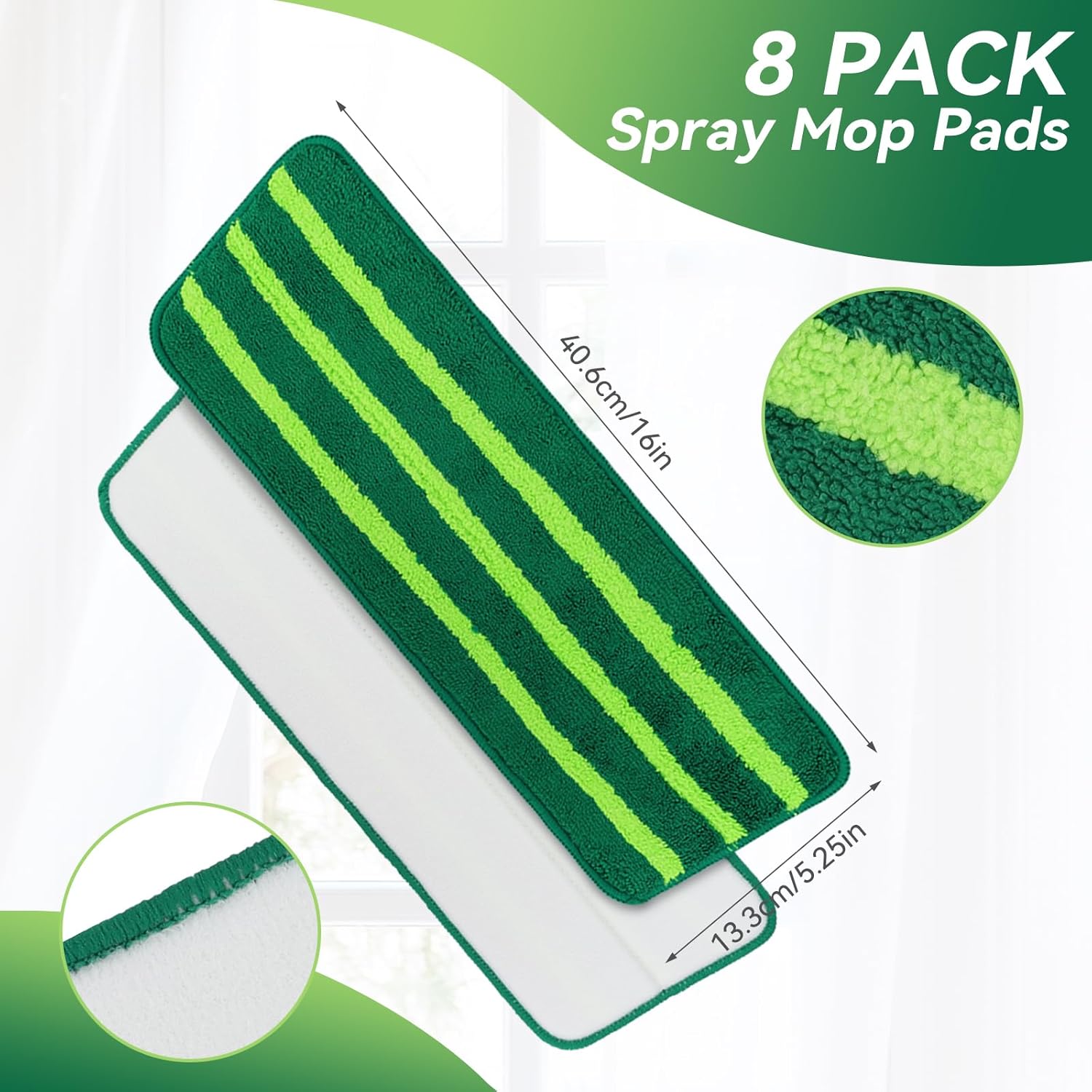 Sgizoku Mop Head Replacement - 8 Pack Washable Microfiber Pads for Wet Dry Cleaning