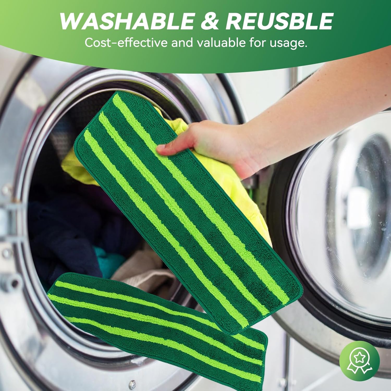 Sgizoku Mop Head Replacement - 8 Pack Washable Microfiber Pads for Wet Dry Cleaning