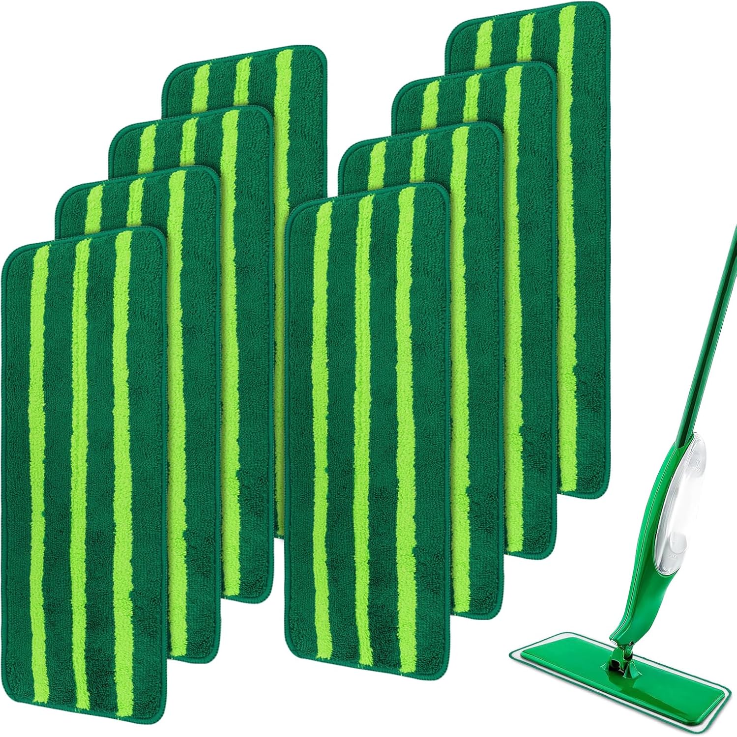 Sgizoku Mop Head Replacement - 8 Pack Washable Microfiber Pads for Wet Dry Cleaning