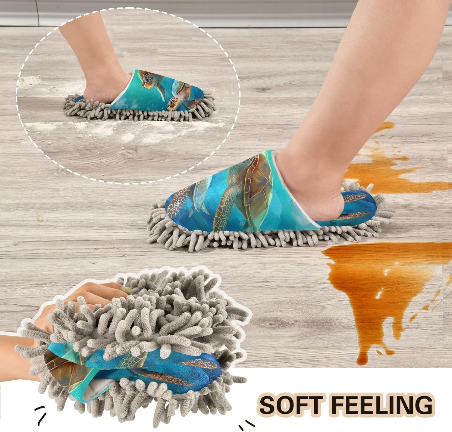 Bulletgxll Mop Slippers with Microfiber - Washable Floor Cleaning Slippers for Men Women