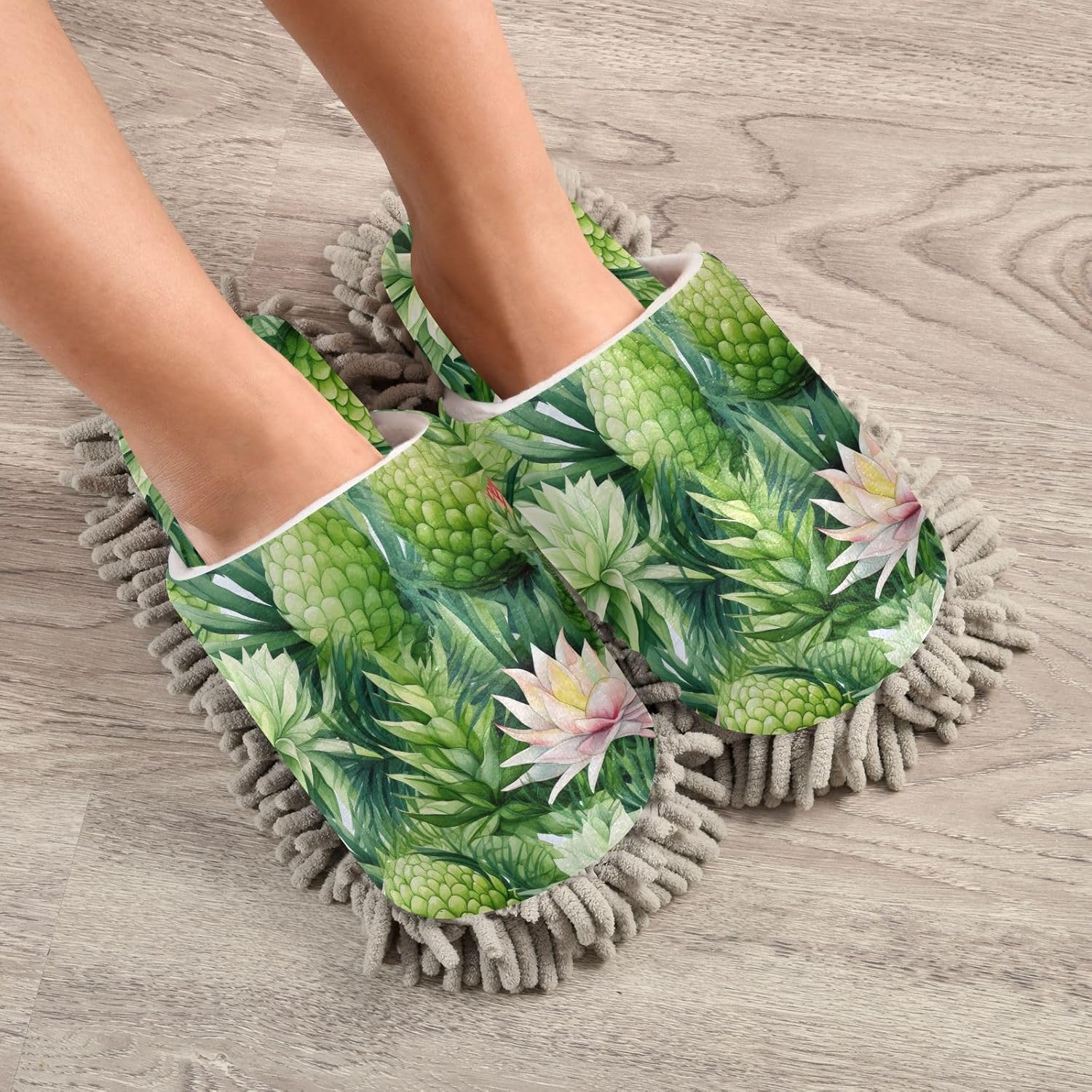 RunningBear Watercolor Floral Mop Slippers for Home Office