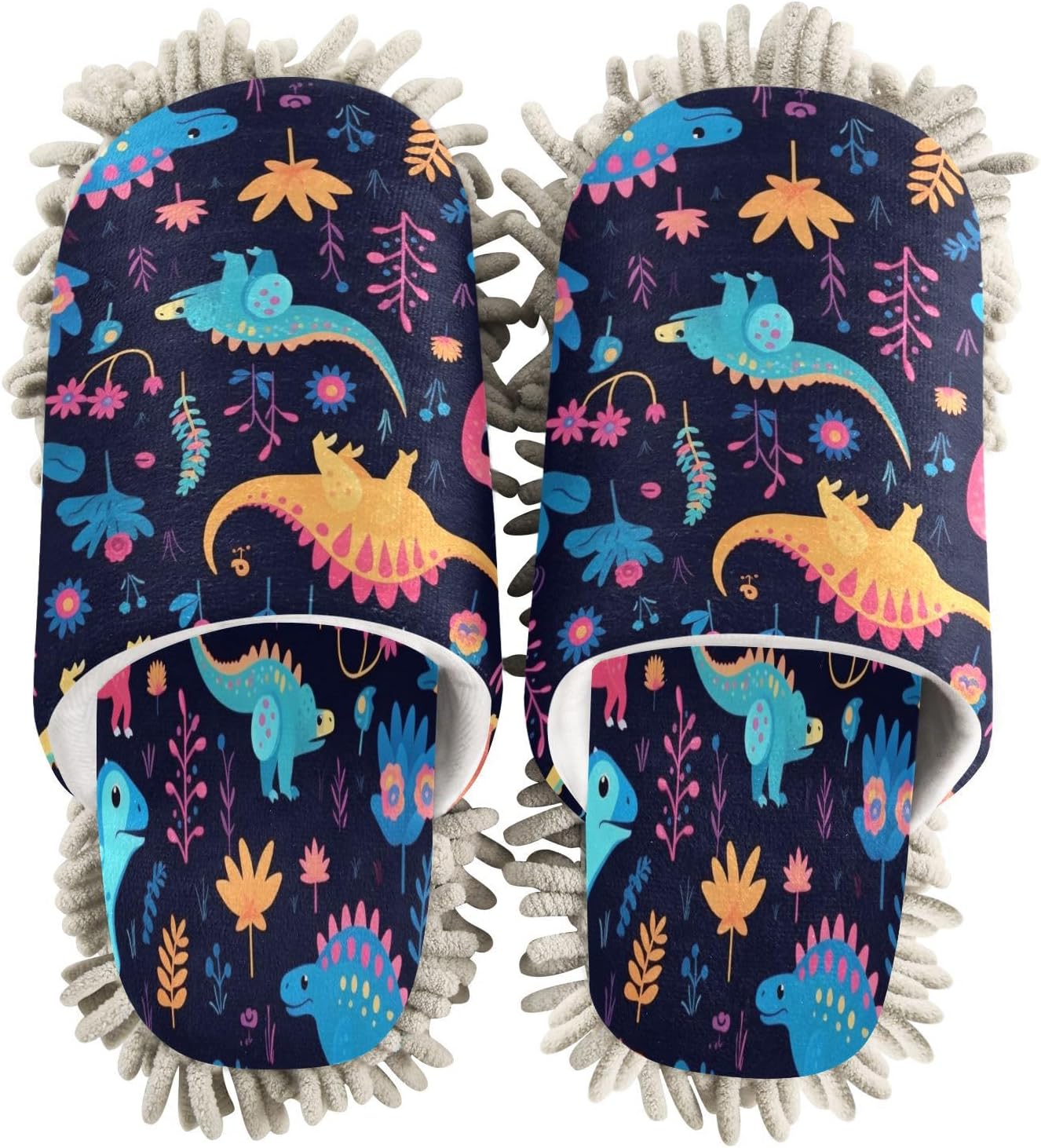 Bulletgxll Colorful Dinosaurs Cleaning Slippers Mop Pad Replacement 1