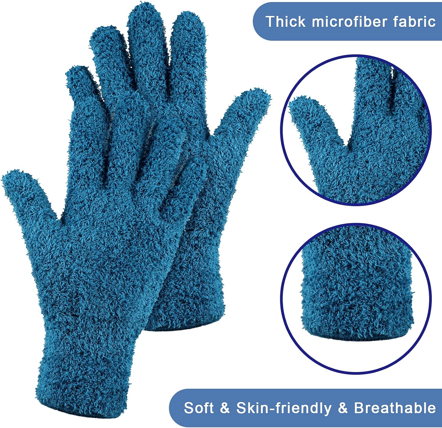 Bencailor 6 Pairs Microfiber Dusting Gloves - Fresh Colors Large Size