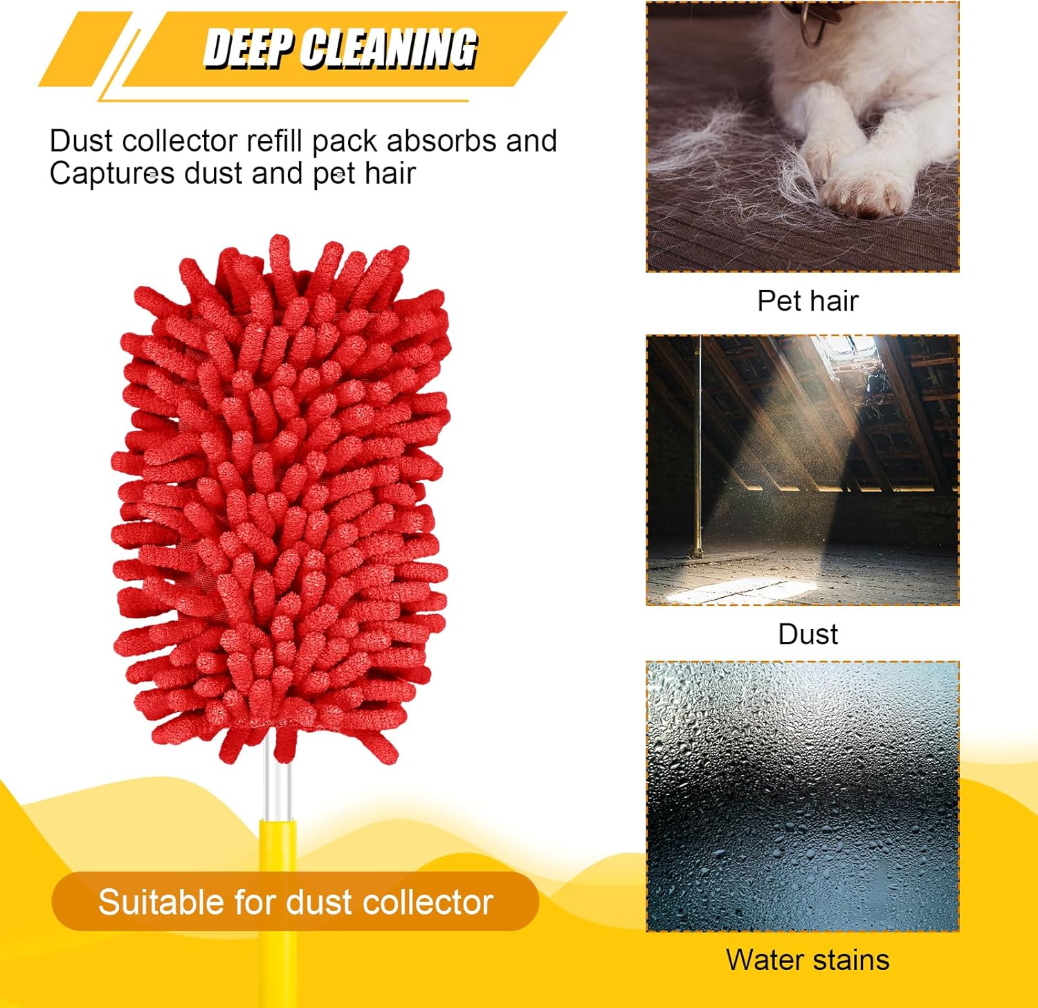 2pcs Microfiber Duster Refills for Ceiling Fans Heavy Duty Reusable Cleaning Accessories Red