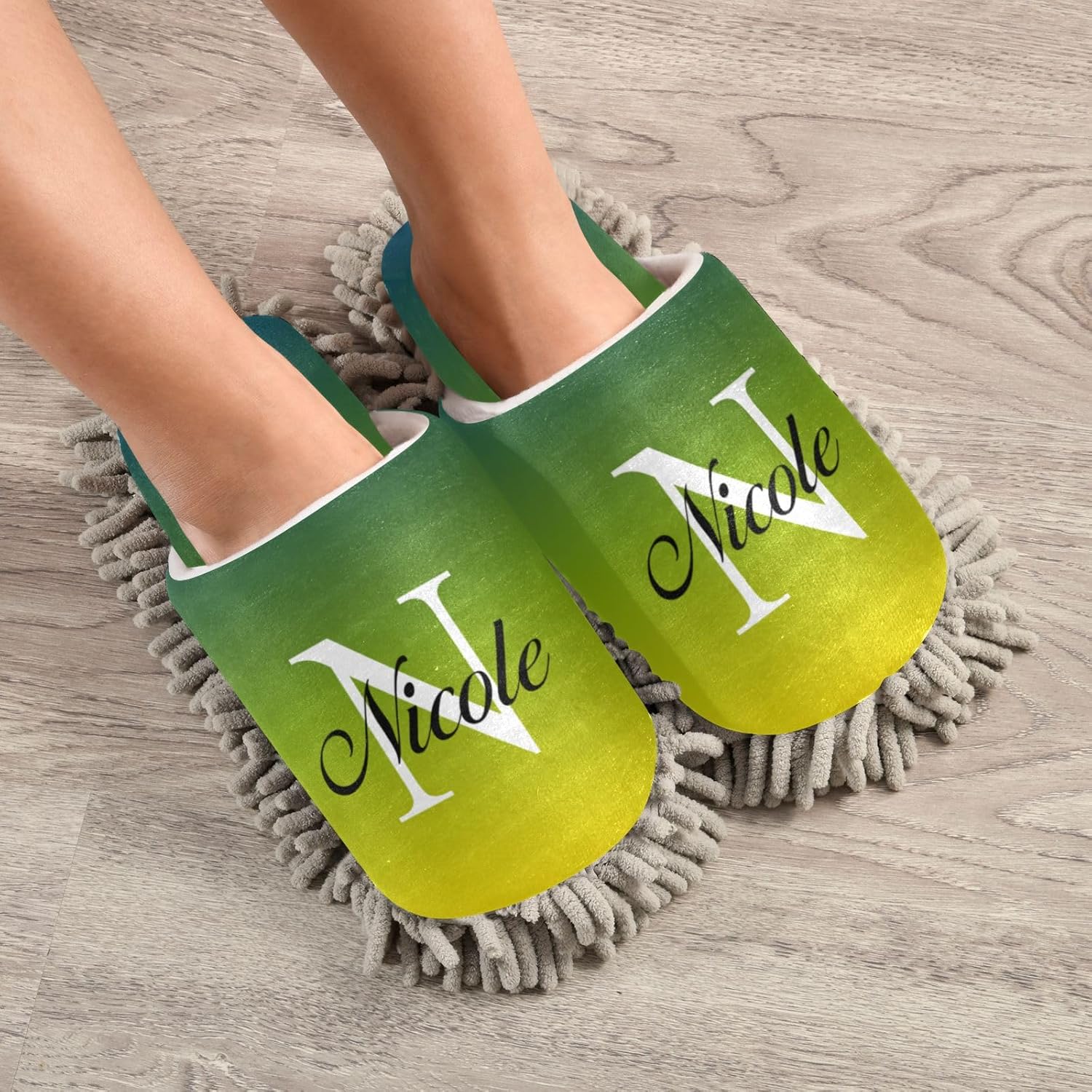 Custom Mop Slippers for Floor Cleaning Personalized Washable Microfiber Cleaning Mop Slippers