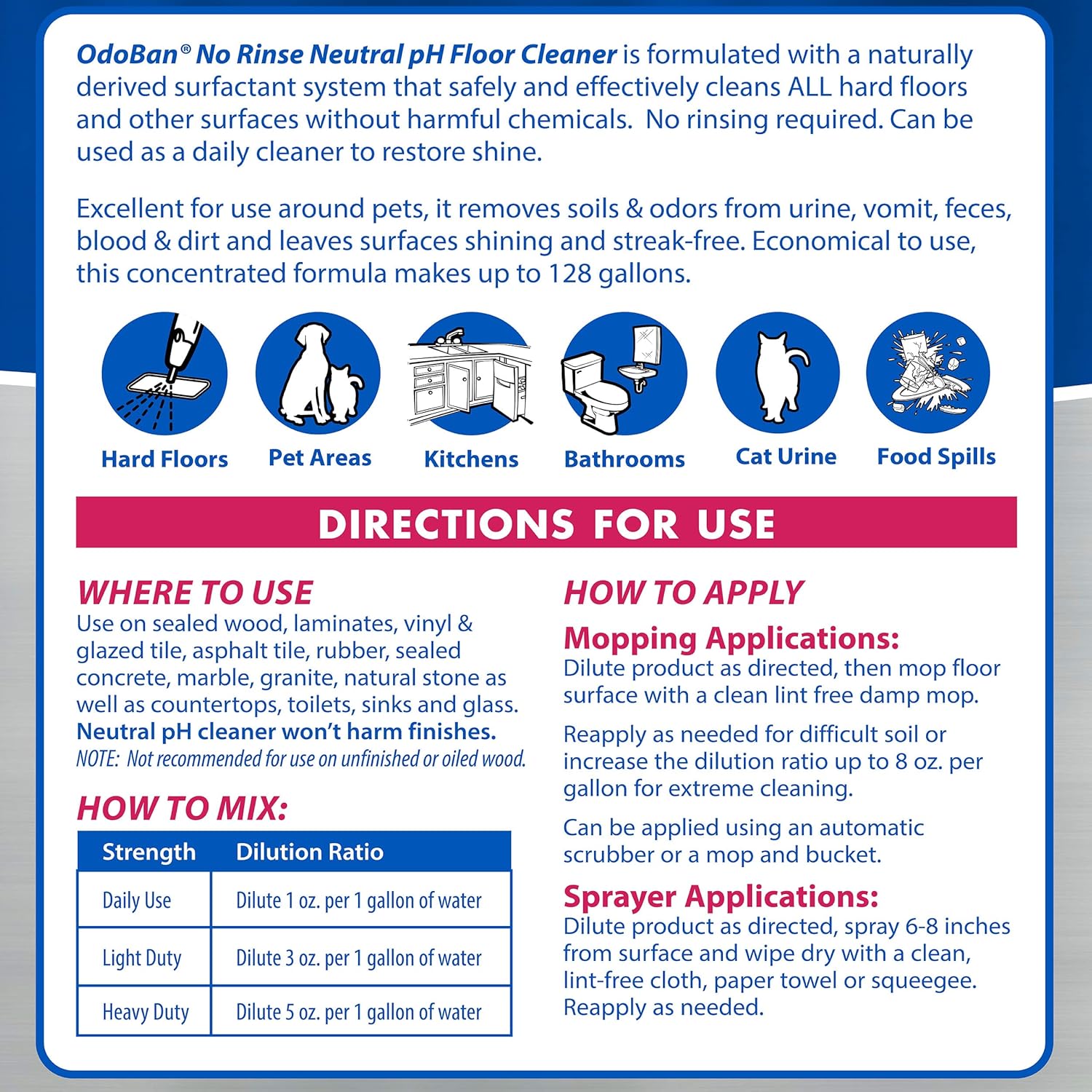 OdoBan Pet Solutions No Rinse Floor Cleaner 3 Gallons Splash O Citrus Scent